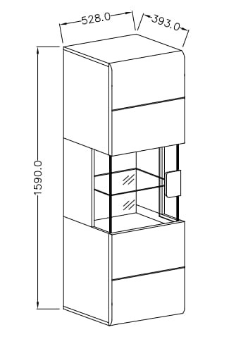 Witryna wisząca TOLEDO Szerokość 53 cm Biały laminat - san remo/Biały połysk - san remo Helvetia Meble 2494DW07 Szafka Nowoczesna Tradycyjna Do Salonu Pokój Dzienny