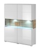 Komoda wysoka TOLEDO Szerokość 122 cm Biały laminat - san remo/Biały połysk - san remo Helvetia Meble 2494DW42 Szafka Nowoczesna Tradycyjna Do Salonu Pokój Dzienny