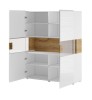 Komoda wysoka TOLEDO Szerokość 122 cm Biały laminat - san remo/Biały połysk - san remo Helvetia Meble 2494DW42 Szafka Nowoczesna Tradycyjna Do Salonu Pokój Dzienny