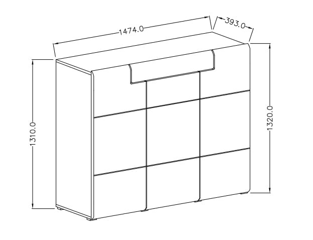 Komoda wysoka TOLEDO Szerokość 147 cm Biały laminat - san remo/Biały połysk - san remo 2494DW76 Komoda Nowoczesna Tradycyjna Do Salonu Pokój Dzienny