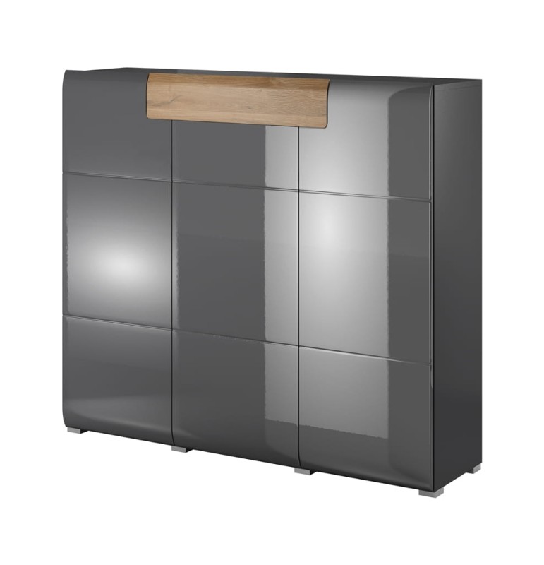 Komoda wysoka TOLEDO Szerokość 147 cm Antracyt/Antracyt połysk - Dąb Grandson Helvetia meble 24JKDW76 Komoda Nowoczesna Tradycyjna Do Salonu Pokój Dzien