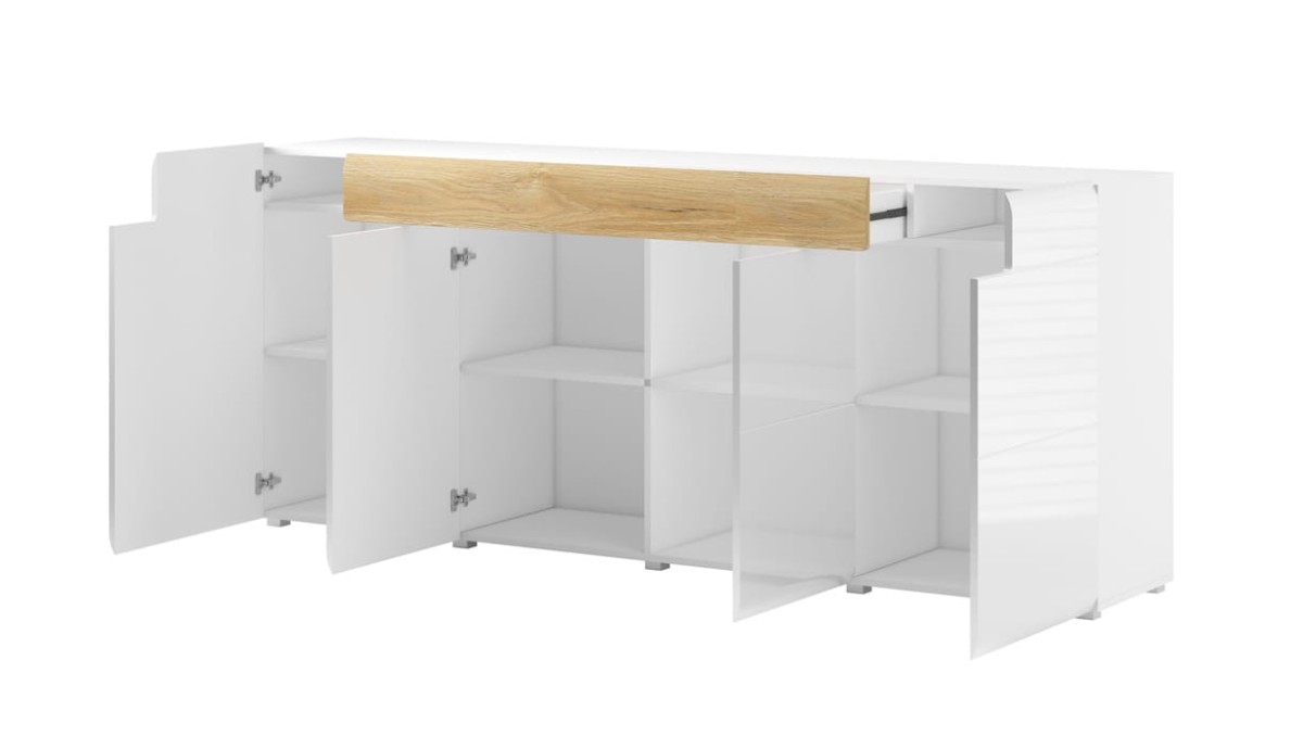 Pokój dzienny TOLEDO Biały laminat / biały połysk Helvetia Meble 2498DW41 46 88 25 99 Meble do pokoju dziennego Nowoczesne Tradycyjne Do Salonu Pokój Dzienny