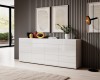 Pokój dzienny TOLEDO Biały laminat / biały połysk Helvetia Meble 2498DW41 46 88 25 99 Meble do pokoju dziennego Nowoczesne Tradycyjne Do Salonu Pokój Dzienny
