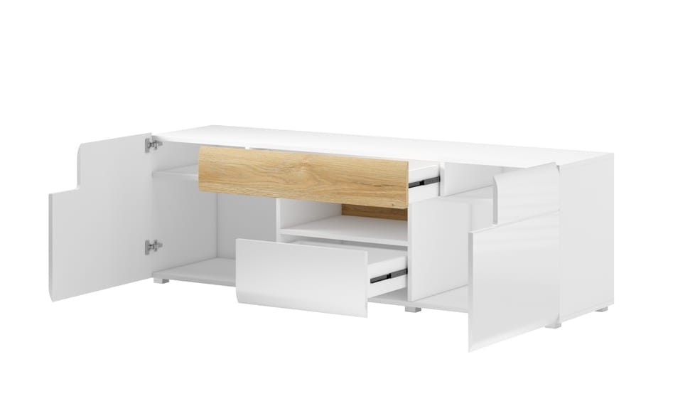 Pokój dzienny TOLEDO Biały laminat - san remo/Biały połysk - san remo Helvetia Meble 2494DW42 41 26 05 99