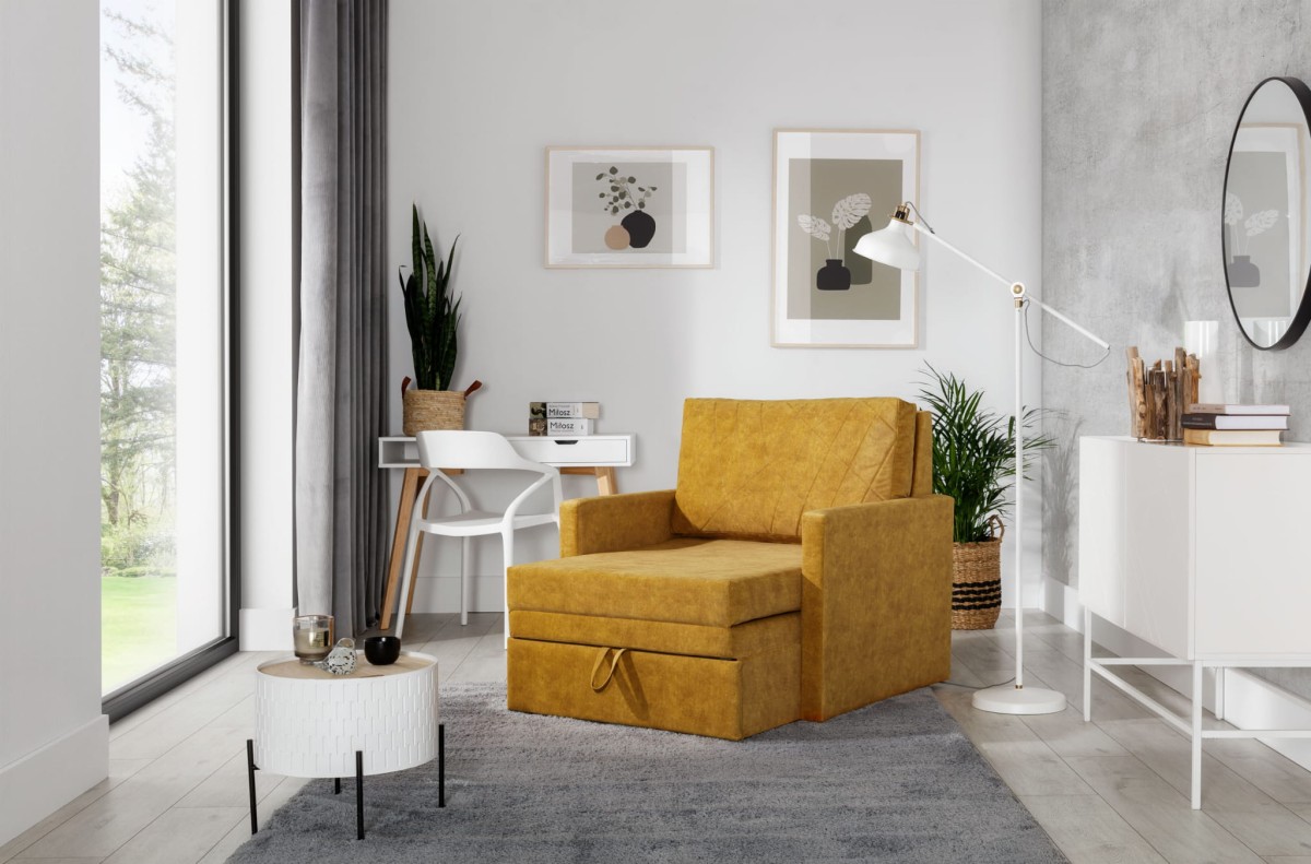 Sofa LUCA Tkanina doro 17062 Żółta Pomarańczowa Amerykanaka Do Pokoju Dziecka Mała.jpg