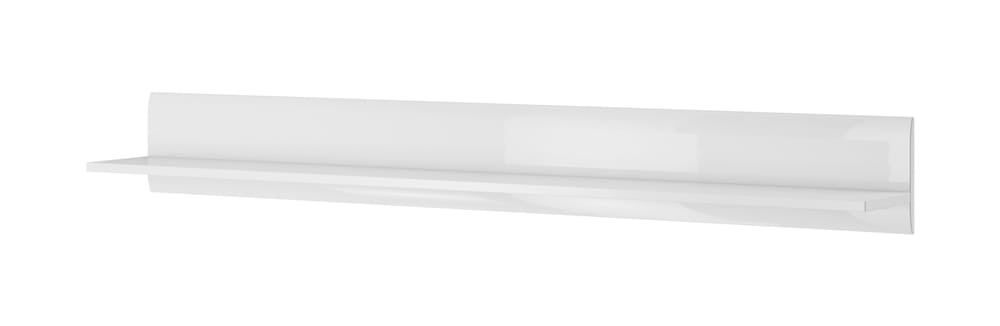 Półka długa TULSA Szerokość 180 cm Biały laminat / biały połysk Helvetia Meble 2497FJ02 Półka Nowoczesna Tradycyjna Do Salonu Pokój Dzienny