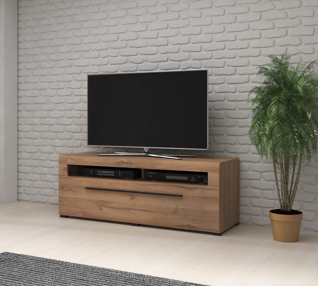 Szafka RTV TULSA Szerokość 140 cm Dąb Grandson Helvetia Meble 24KZFJ41 Komoda Nowoczesna Tradycyjna Do Salonu Pokój Dzienny