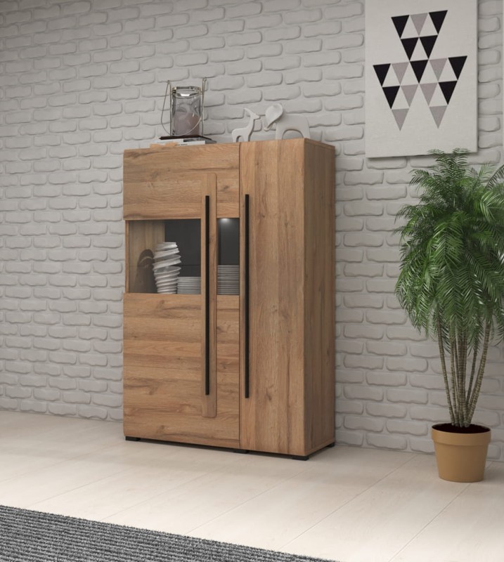 Komoda wysoka TULSA Szerokość 90 cm Dąb Grandson Helvetia Meble 24KZFJ42 Komoda Nowoczesna Tradycyjna Do Salonu Pokój Dzienny