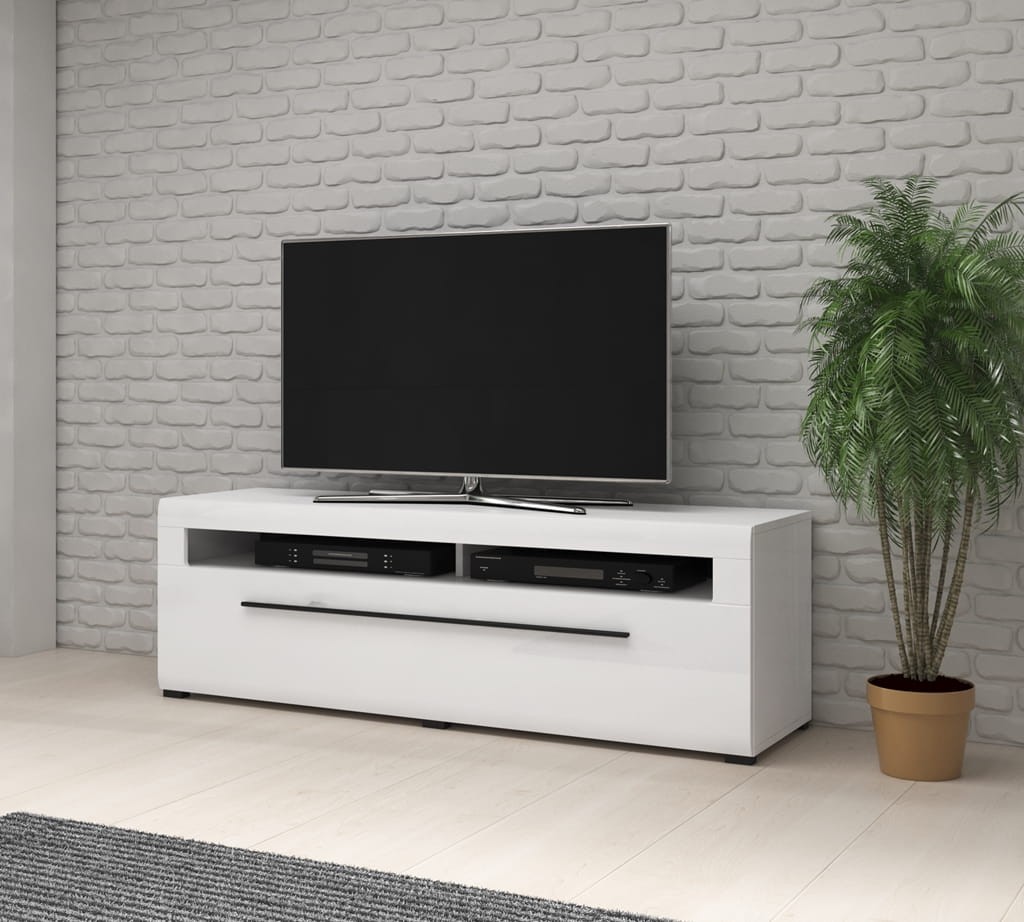 Meblościanka TULSA Biały laminat / biały połysk Helvetia Meble 2497FJ05 40 42 02 Meblościanka Nowoczesna Tradycyjna Do Salonu Pokój Dzienny