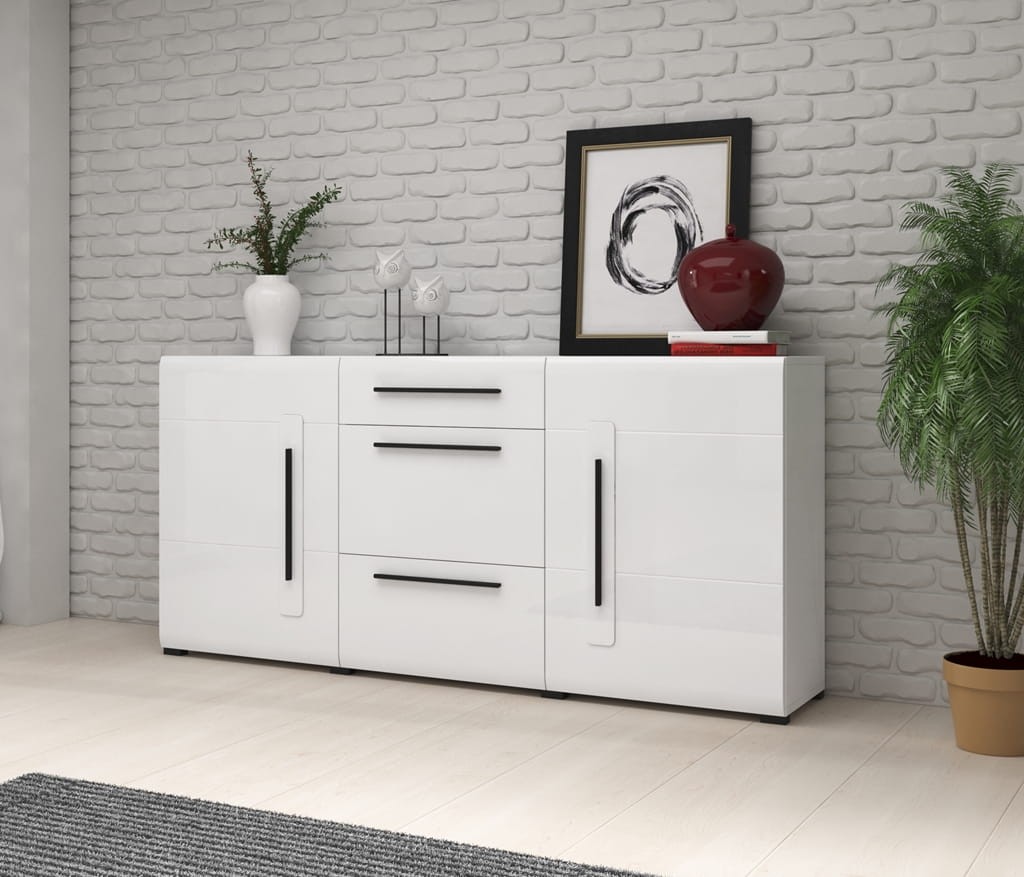 Pokój dzienny TULSA Biały laminat / biały połysk Helvetia Meble 2497FJ05 40 42 02 26 99 Meblościanka Nowoczesna Tradycyjna Do Salonu Po