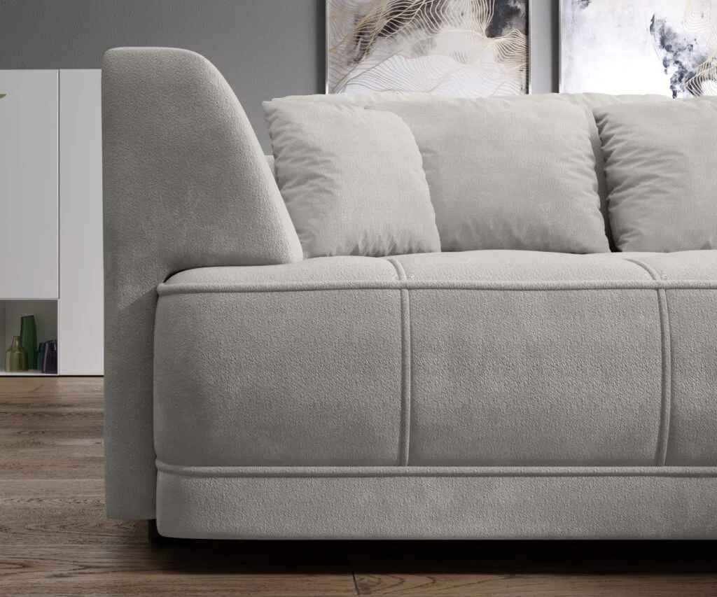 Narożnik Tiga box Tkanina Aphrodite 1 Bucle Bukla Baranek Elektryczne Siedzisko Wersal.webp