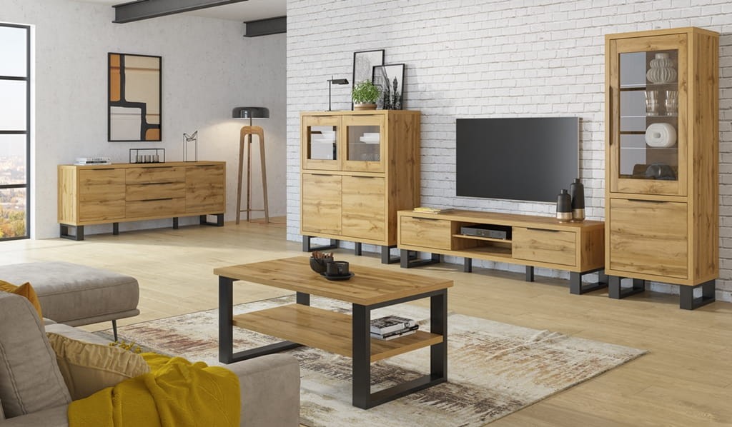 Pokój dzienny HALLE Nowoczesna Dąb Wotan Styl LOFT Helvetia 24N0HK42 05 40 25