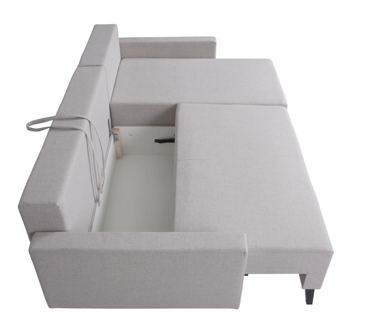 Narożnik OVIEDO GLOSS Do Salonu Pufa Szary Nóżki Czarny Połysk Pojemnik Na Pościel.jpg