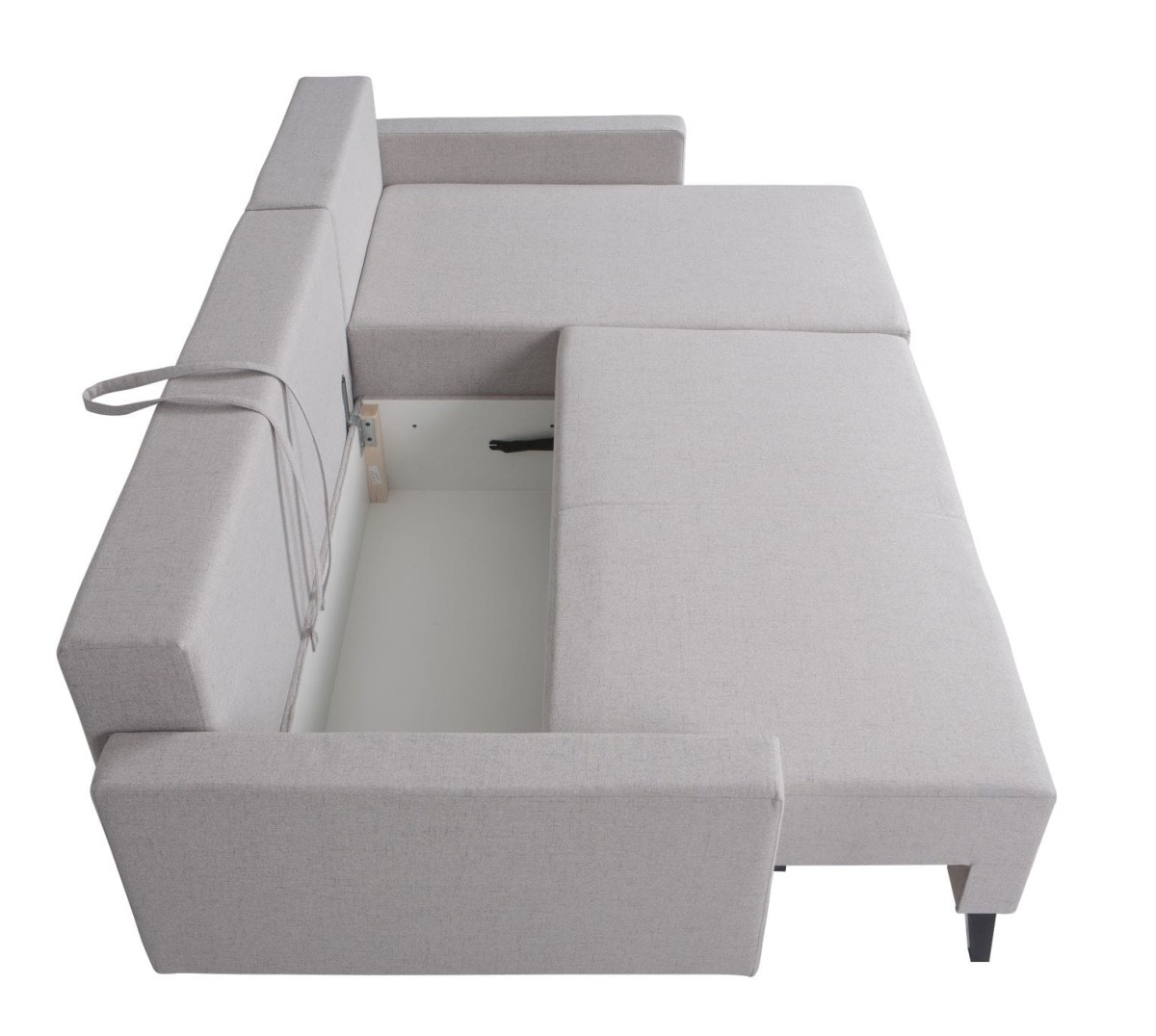 Narożnik OVIEDO GLOSS Do Salonu Pufa Szary Nóżki Czarny Połysk Pojemnik Na Pościel.jpg