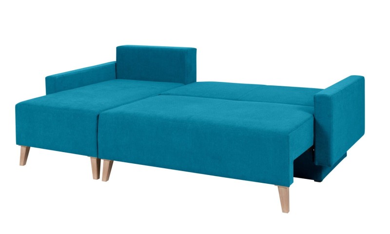 Narożnik Oviedo Tkanina MORIC 13 turkusowy Uniwersalny Funkcja Spania 140 x 200 cm Wysokie Nóżki Boho Skandynawski Młodzieżowy Klasyczny Gib Meble.jpg