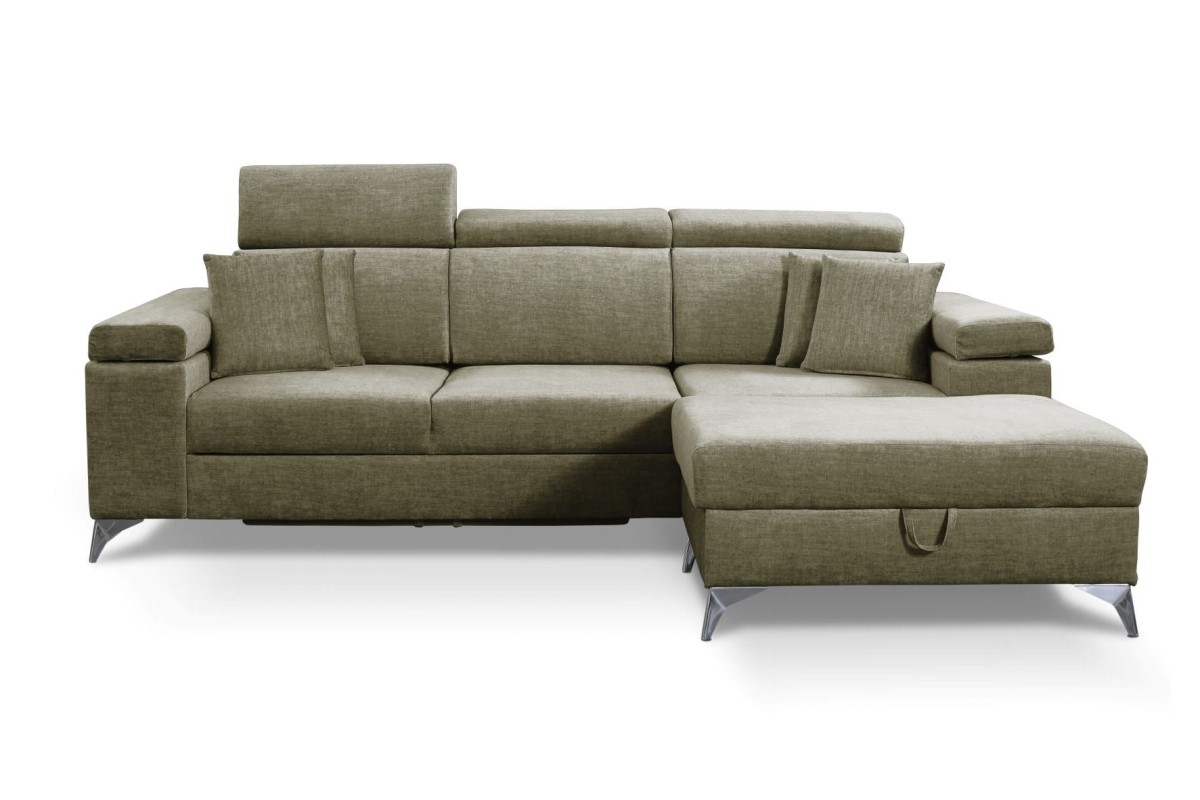 NAROŻNIK BRICO MINI Tkanina VOGUE 10 Olivkowy Funkcja Spania Pojemnik Do Salonu Regulowany Zagłówek Nowoczesny GiB Meble Prawy.jpg