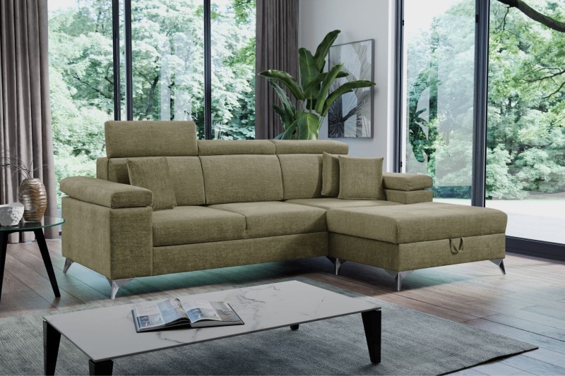 NAROŻNIK BRICO MINI Tkanina VOGUE 10 Olivkowy Funkcja Spania Pojemnik Do Salonu Regulowany Zagłówek Nowoczesny GiB Meble Relaks.jpg