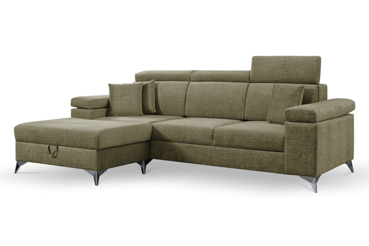 NAROŻNIK BRICO MINI Tkanina VOGUE 10 Olivkowy Funkcja Spania Pojemnik Do Salonu Regulowany Zagłówek Nowoczesny GiB Meble.jpg