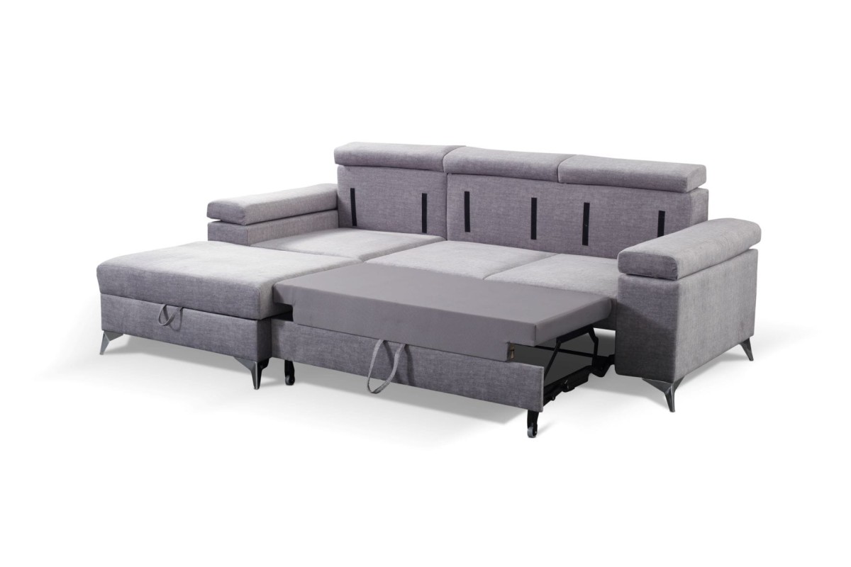 NAROŻNIK BRICO MINI Tkanina VOGUE 14 Szary Jasny Silver Welur Do Salonu Funkcja Spania GiB Meble .jpg