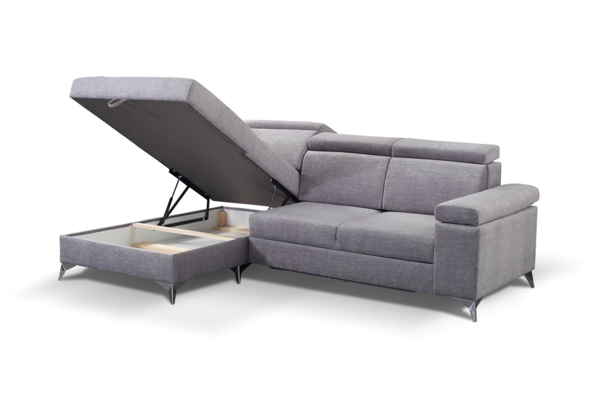 NAROŻNIK BRICO MINI Tkanina VOGUE 14 Szary Jasny Silver Welur Do Salonu Pojemnik Na Pościel GiB Meble .jpg