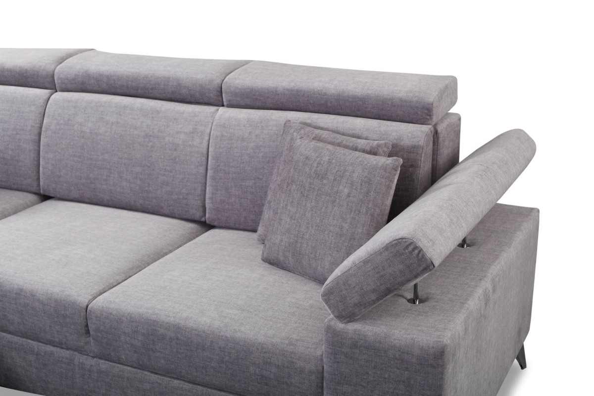 NAROŻNIK BRICO MINI Tkanina VOGUE 14 Szary Jasny Silver Welur Funkcja Regulowany Podłokietnik Nowoczesny GiB Meble .jpg