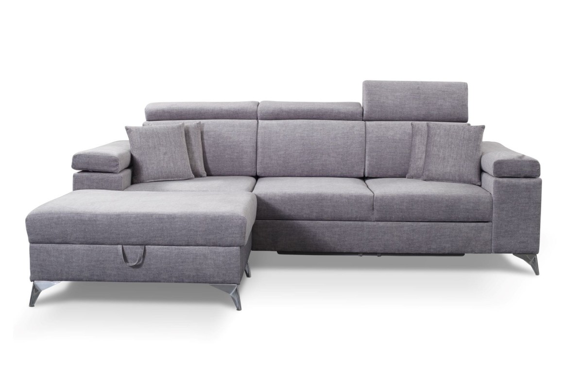 NAROŻNIK BRICO MINI Tkanina VOGUE 14 Szary Jasny Silver Welur Funkcja Spania Pojemnik Do Salonu Regulowany Zagłówek Nowoczesny GiB Meble Lewy.jpg