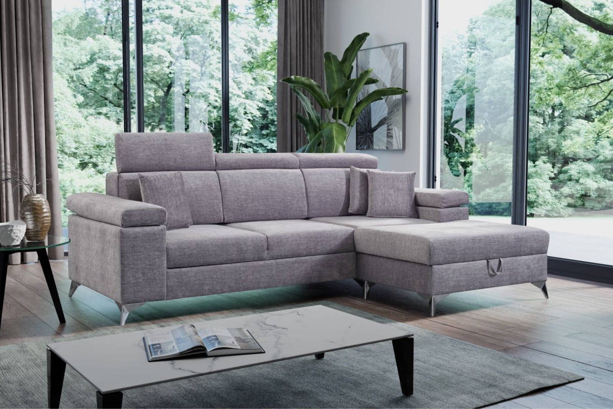 NAROŻNIK BRICO MINI Tkanina VOGUE 14 Szary Jasny Silver Welur Funkcja Spania Pojemnik Do Salonu Regulowany Zagłówek Nowoczesny GiB Meble Relaks.jpg