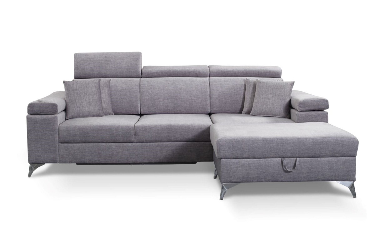 NAROŻNIK BRICO MINI Tkanina VOGUE 14 Szary Jasny Silver Welur Funkcja Spania Pojemnik Do Salonu Regulowany Zagłówek Nowoczesny GiB Meble Prawy.jpg