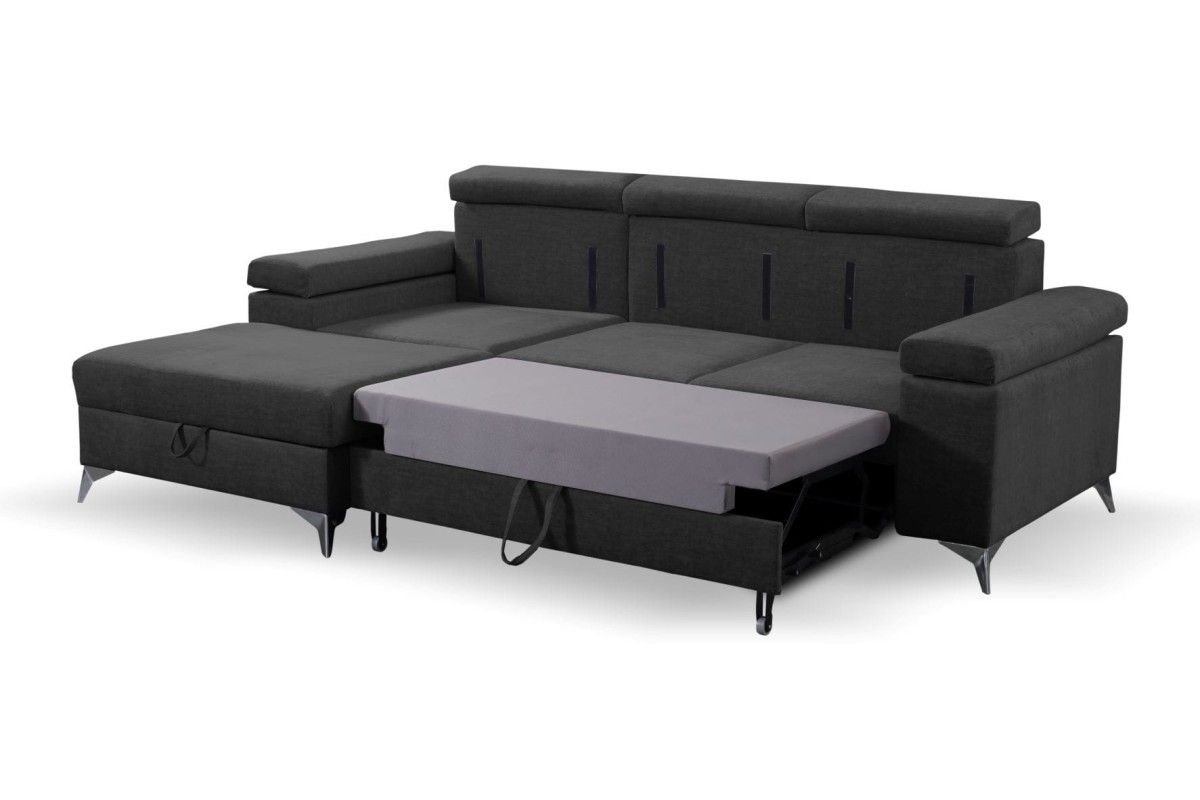 NAROŻNIK BRICO MINI Tkanina VOGUE 18 Czarny Black Welur  Do Salonu Funkcja Spania GiB Meble .jpg