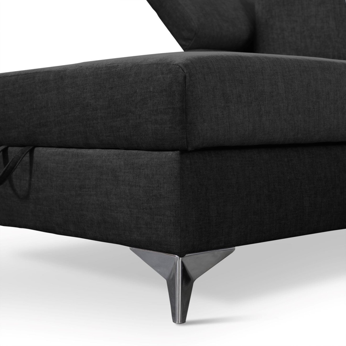 NAROŻNIK BRICO MINI Tkanina VOGUE 18 Czarny Black Welur  Funkcja Relaks Wysokie Srebrne Nóżki Chrom Czarne Nowoczesny GiB Meble .jpg