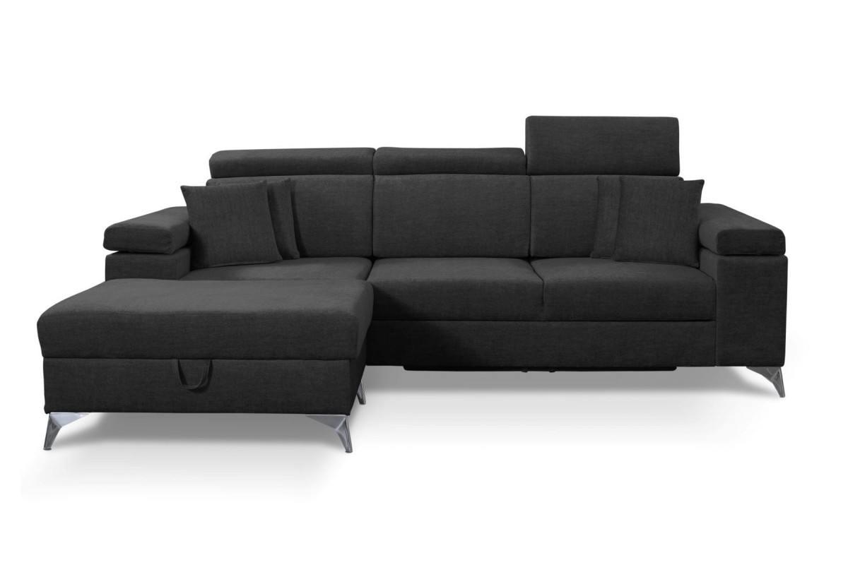 NAROŻNIK BRICO MINI Tkanina VOGUE 18 Czarny Black Welur Funkcja Spania Pojemnik Do Salonu Regulowany Zagłówek Nowoczesny GiB Meble Lewy.jpg