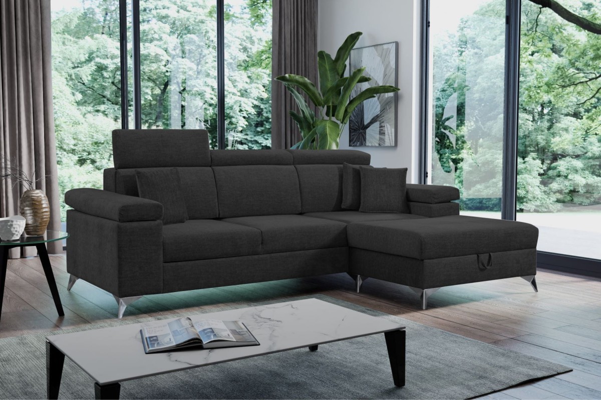 NAROŻNIK BRICO MINI Tkanina VOGUE 18 Czarny Black Welur Funkcja Spania Pojemnik Do Salonu Regulowany Zagłówek Nowoczesny GiB Meble Relaks.jpg