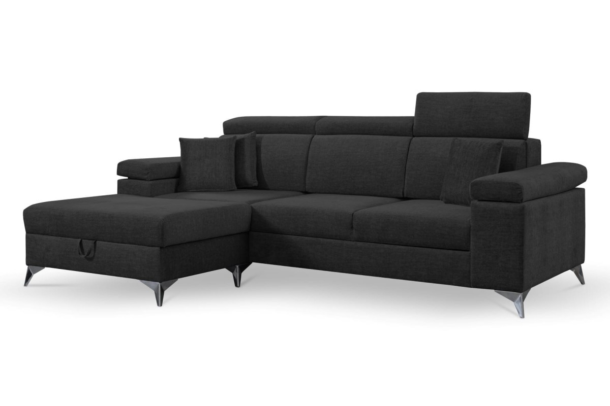 NAROŻNIK BRICO MINI Tkanina VOGUE 18 Czarny Black Welur Funkcja Spania Pojemnik Do Salonu Regulowany Zagłówek Nowoczesny GiB Meble.jpg