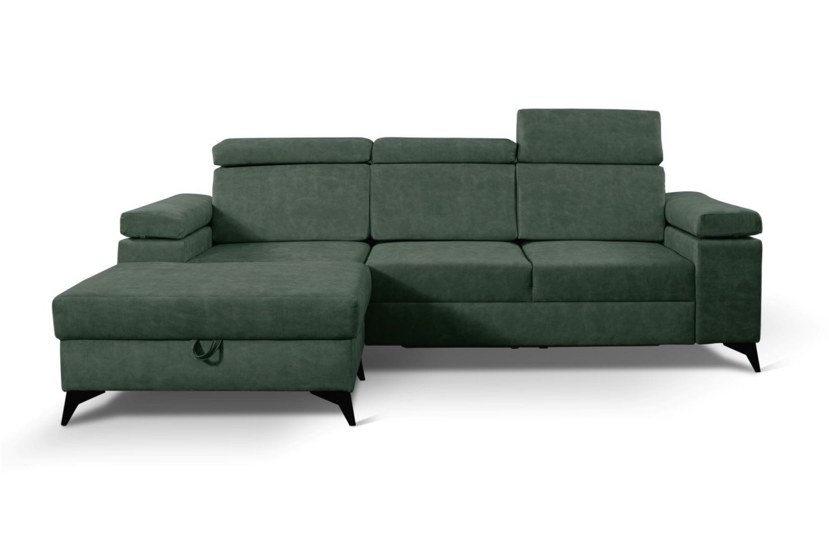 NAROŻNIK BRICO MINI Tkanina COUNTRY 11 Butelkowa Zieleń Zielony Do Salonu Regulowany Zagłówek Nowoczesny GiB Meble Lewy.jpg