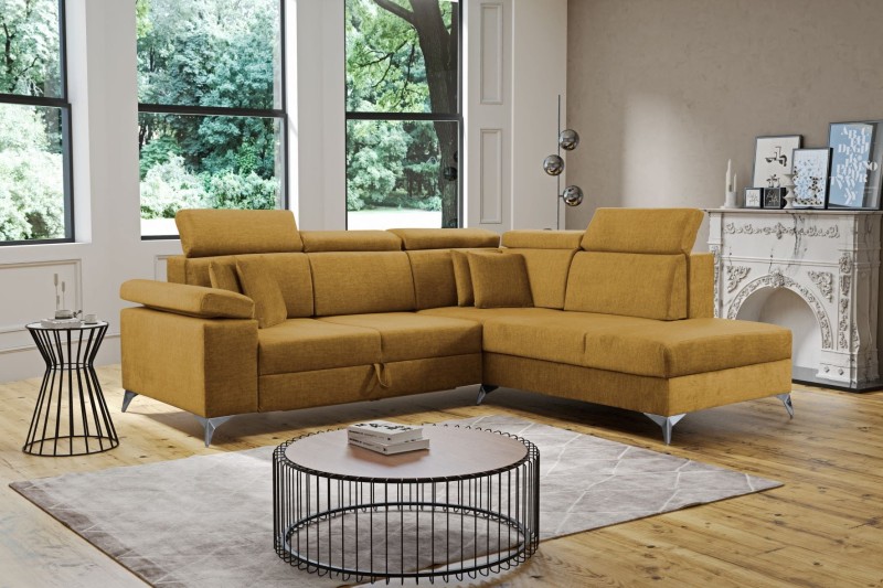 NAROŻNIK BRICO Tkanina VOGUE 9 Żółty Złoty Amber Funkcja Spania Pojemnik Do Salonu Regulowany Zagłówek Nowoczesny GiB Meble Relaks.jpg