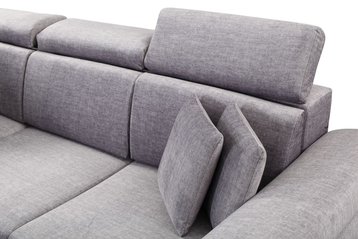 NAROŻNIK BRICO Tkanina VOGUE 14 Jasny Szary Silver Funkcja Regulowany Zagłówek Nowoczesny GiB Meble .jpg