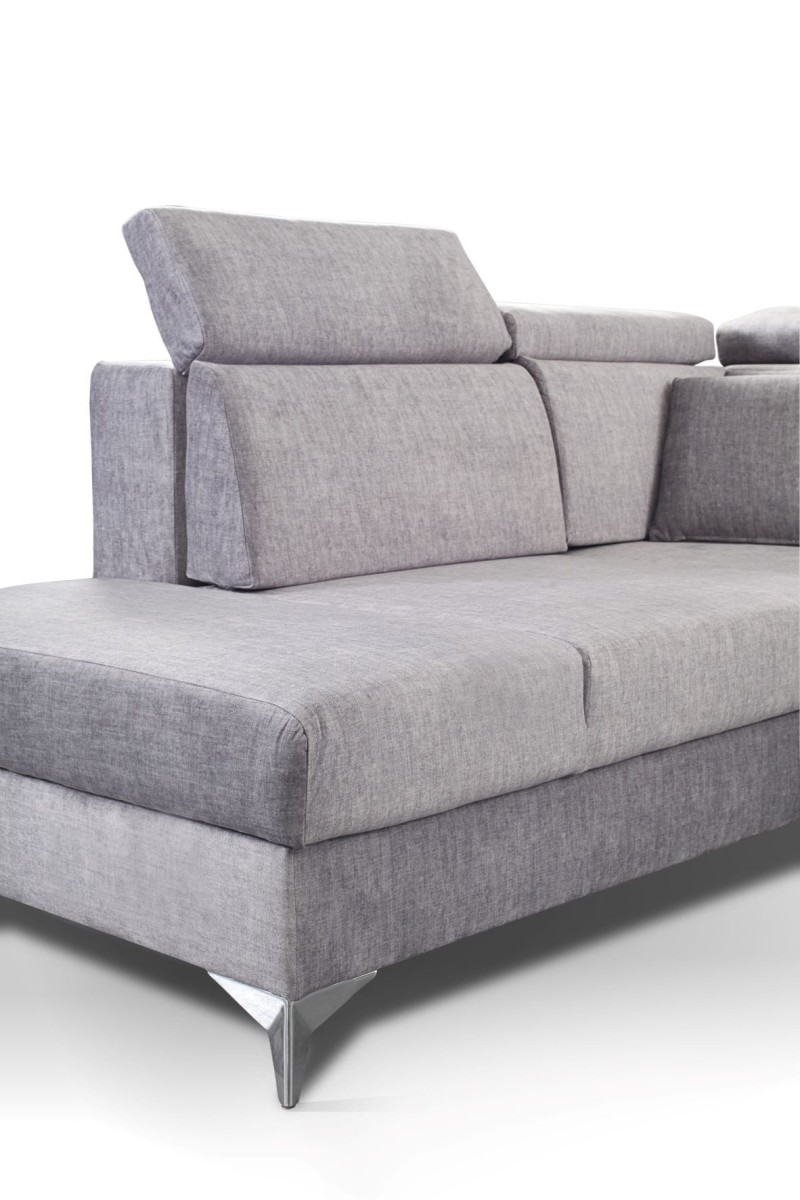 NAROŻNIK BRICO Tkanina VOGUE 14 Silver Jasny Szary Funkcja Relaks Wysokie Srebrne Nóżki Chrom Nowoczesny GiB Meble .jpg