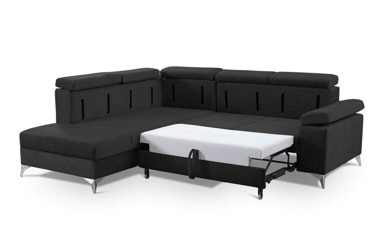 NAROŻNIK BRICO Tkanina VOGUE  18 Czarny Black Welur Do Salonu Funkcja Spania GiB Meble .jpg