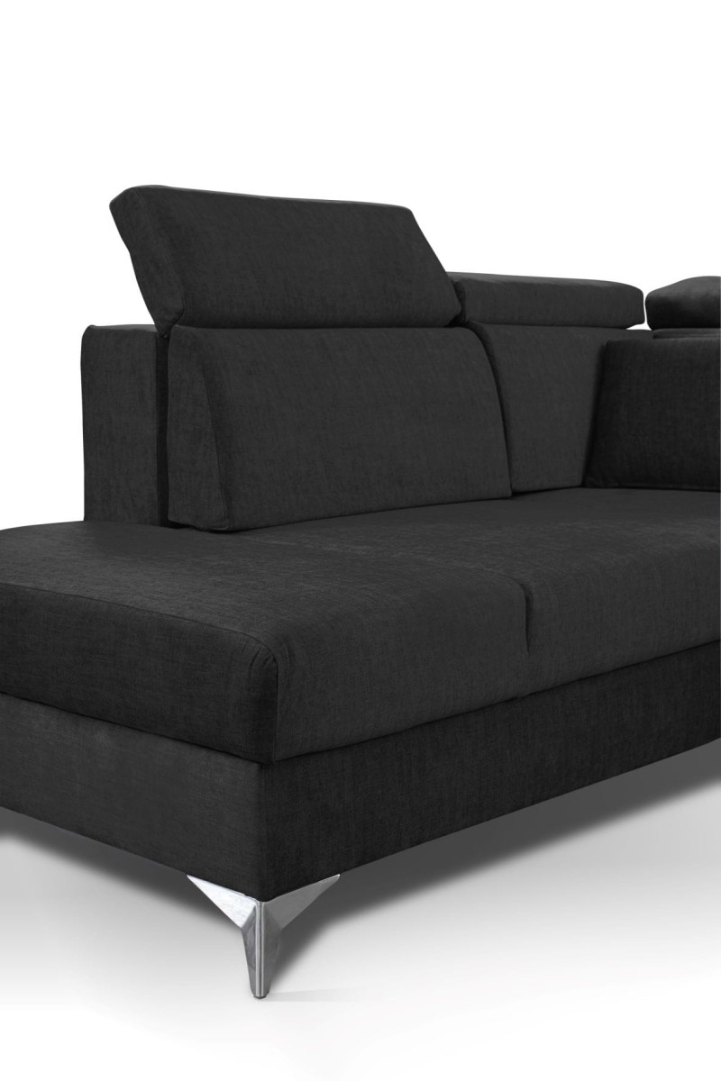 NAROŻNIK BRICO Tkanina VOGUE  18 Czarny Black Welur Funkcja Relaks Wysokie Srebrne Nóżki Chrom Nowoczesny GiB Meble .jpg