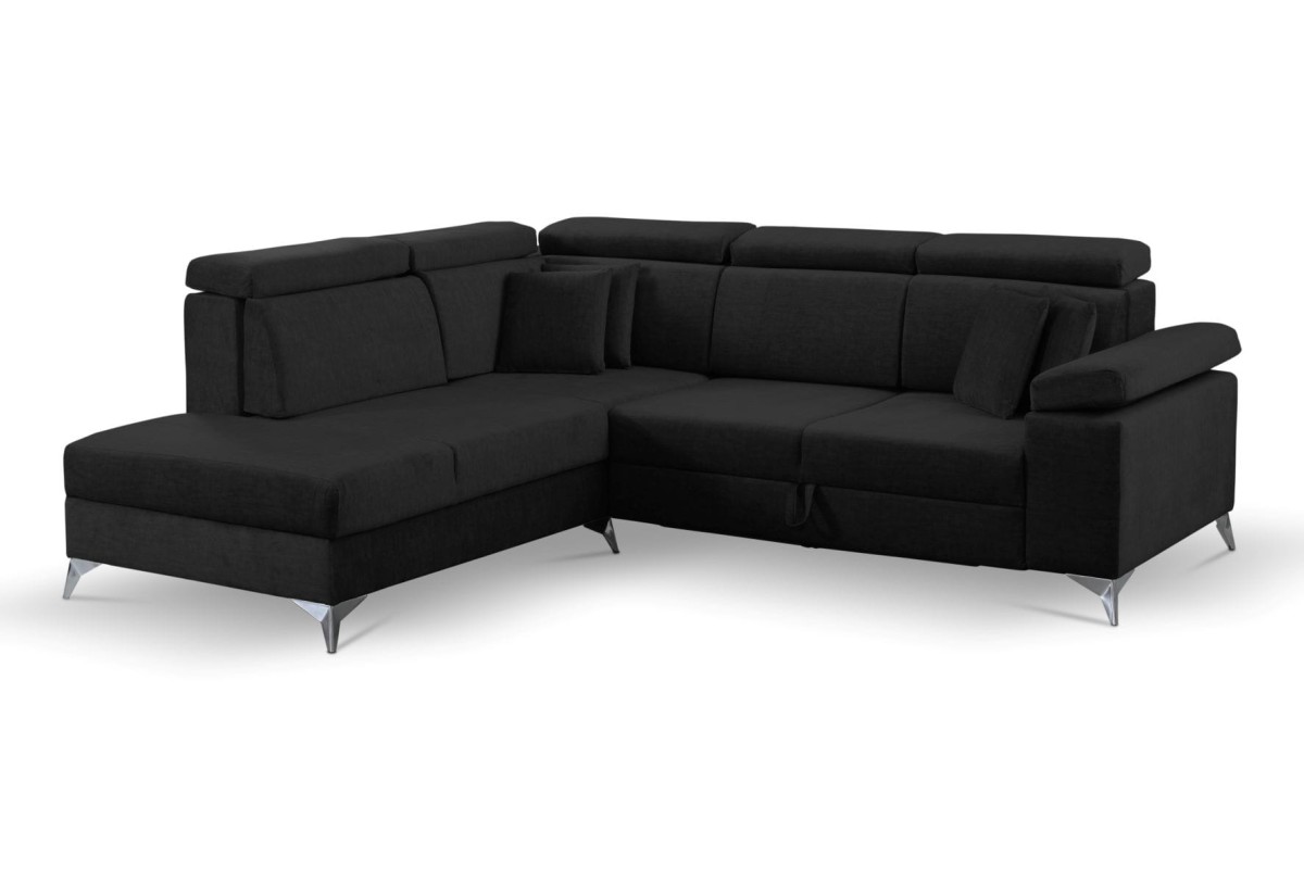 NAROŻNIK BRICO Tkanina VOGUE 18 Czarny Black Welur Funkcja Spania Pojemnik Do Salonu Regulowany Zagłówek GiB Meble .jpg