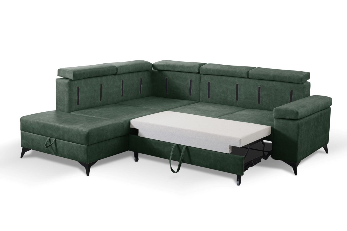 NAROŻNIK BRICO Tkanina COUNTRY 11 Butelkowa Zieleń Zielony Do Salonu Funkcja Spania GiB Meble .jpg