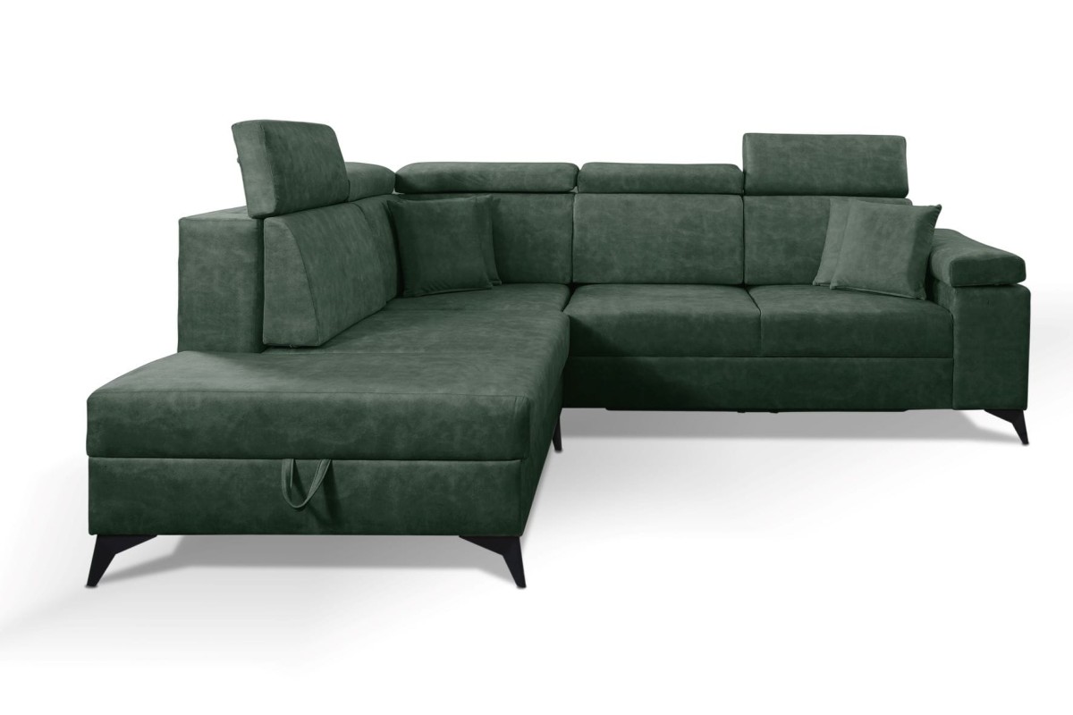 NAROŻNIK BRICO Tkanina COUNTRY 11 Butelkowa Zieleń Zielony Do Salonu Regulowany Zagłówek Nowoczesny GiB Meble Lewy.jpg