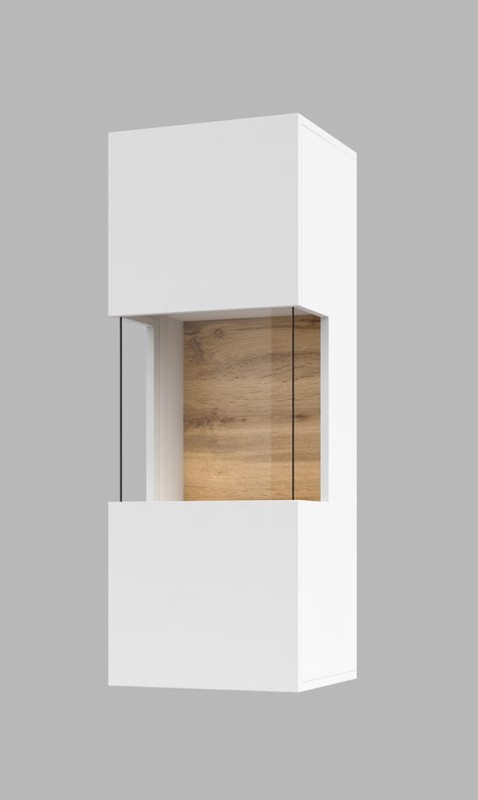 Witryna wisząca AVA Szerokość 36 cm biały/dąb wotan Helvetia Meble 249NLM07 Nowoczesna Tradycyjna Do salonu