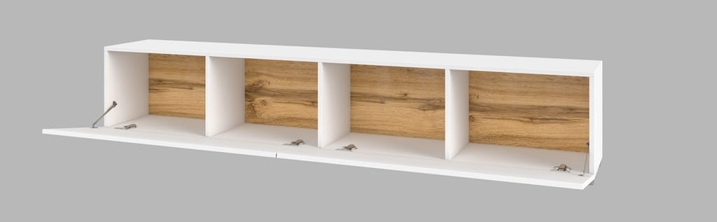 Szafka RTV AVA Szerokość 180 cm biały/dąb wotan Helvetia Meble 249NLM40 Nowoczesna Tradycyjna Do salonu