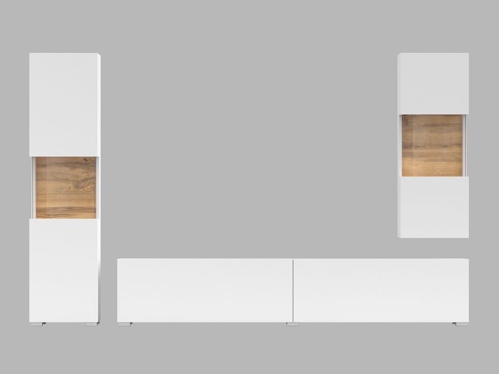 Meblościanka AVA biały/dąb wotan Helvetia Meble 249NLM10 Nowoczesna Tradycyjna Do salonu