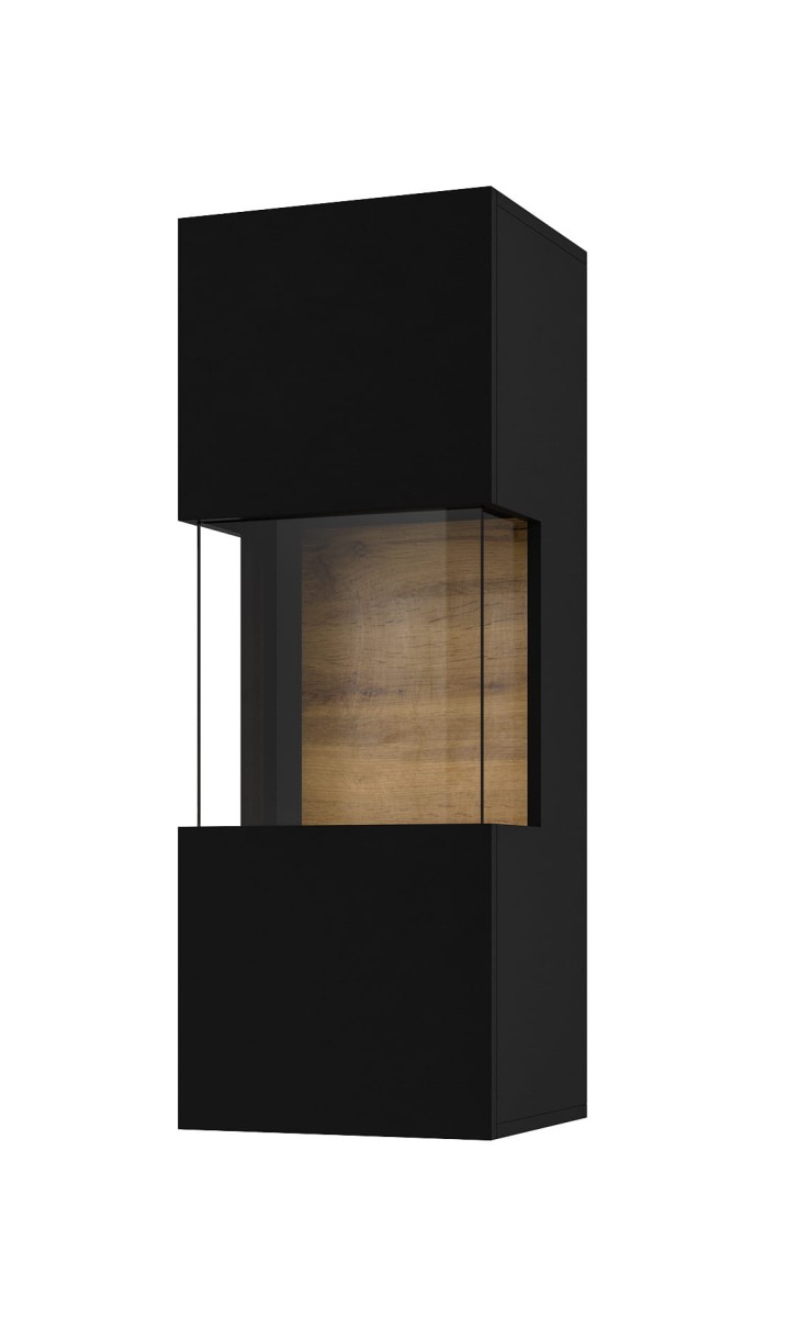 Witryna wisząca AVA Szerokość 36 cm  czarny / wotan Helvetia Meble 24WNLM07 Nowoczesna Tradycyjna Do salonu