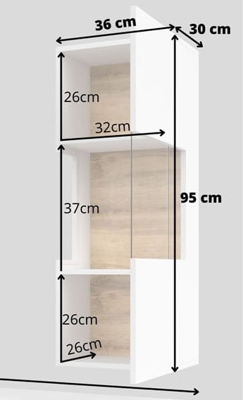 Witryna wisząca AVA Szerokość 36 cm  czarny / wotan Helvetia Meble 24WNLM07 Nowoczesna Tradycyjna Do salonu