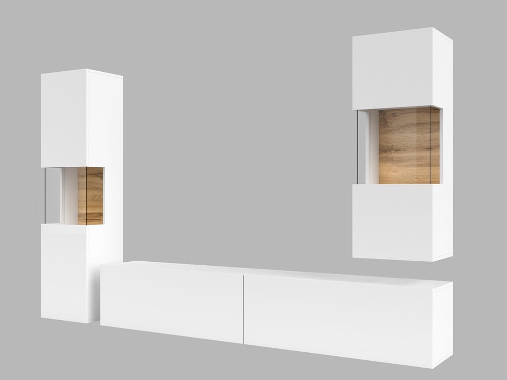 Pokój dzienny AVA biały/dąb wotan Helvetia Meble 249NLM10 26 Nowoczesna Tradycyjna Do salonu