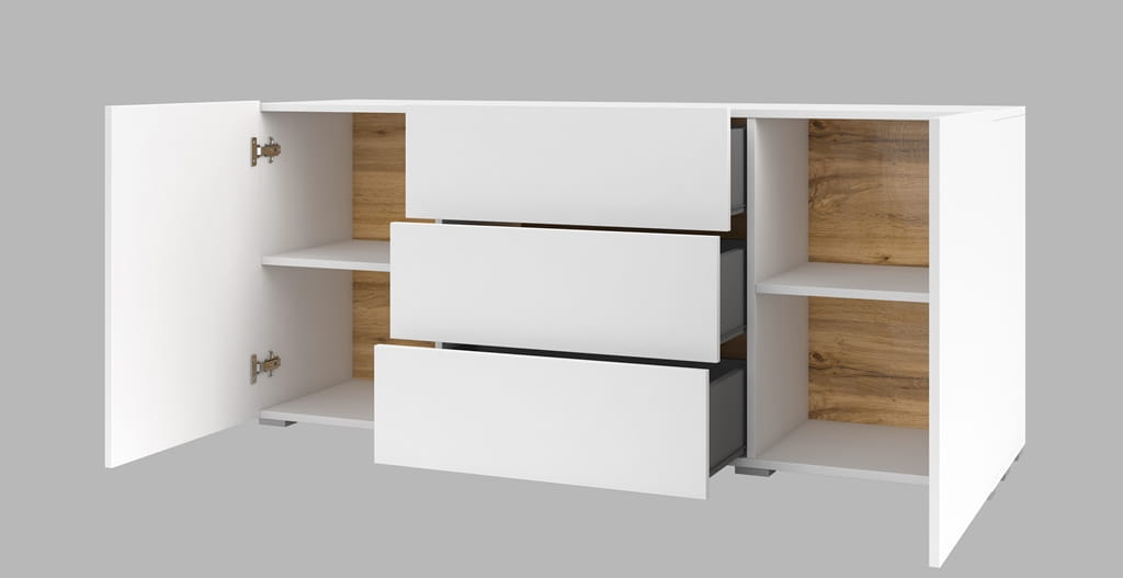 Pokój dzienny AVA biały/dąb wotan Helvetia Meble 249NLM10 26 Nowoczesna Tradycyjna Do salonu