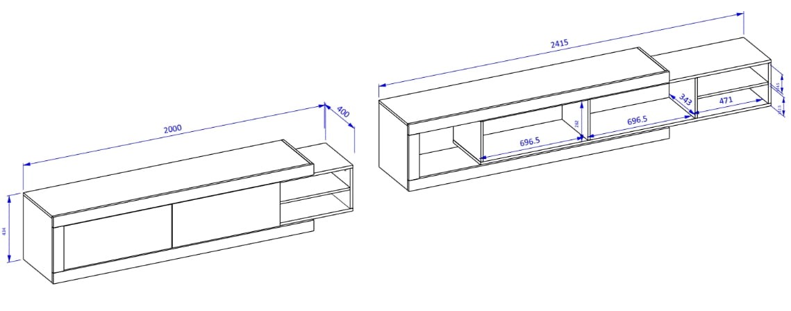 Szafka RTV z funkcją rozsuwania SINTRA Szerokość 200-241 cm Dąb Samdal/Biały mat Helvetia Meble 24BSKS40 Nowoczesna Tradycyjna Do salonu